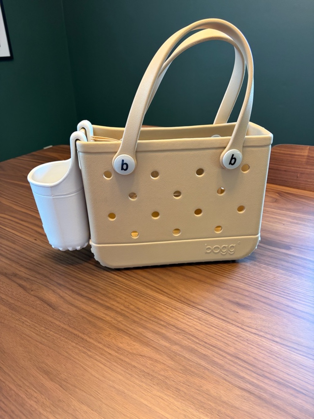BOGG BAG Small Tote in Pale Yellow with White Cup Holder